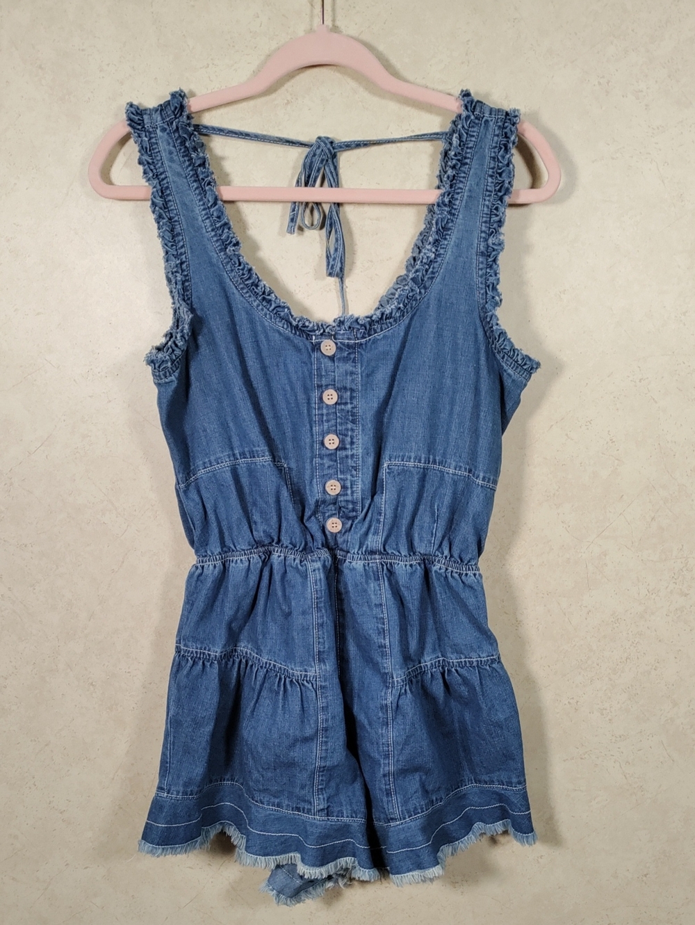 H115 Blu Ivy Denim One-Piece Romper Short All's M